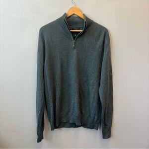 NWT QI Cashmere Sweater Men’s Large Quarter Zip Blue Green Heather